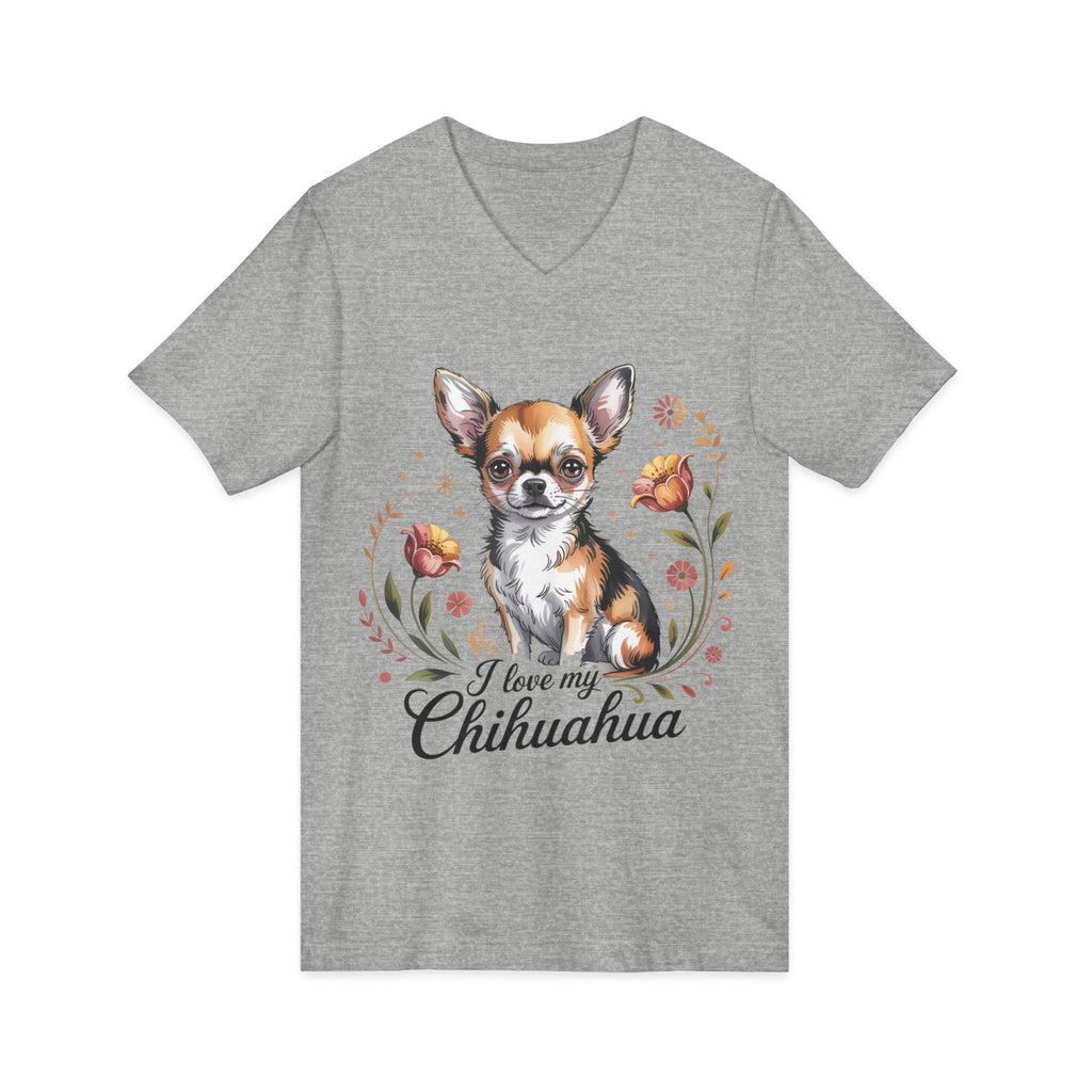 I Love My Chihuahua Unisex Jersey Short Sleeve V-Neck Tee