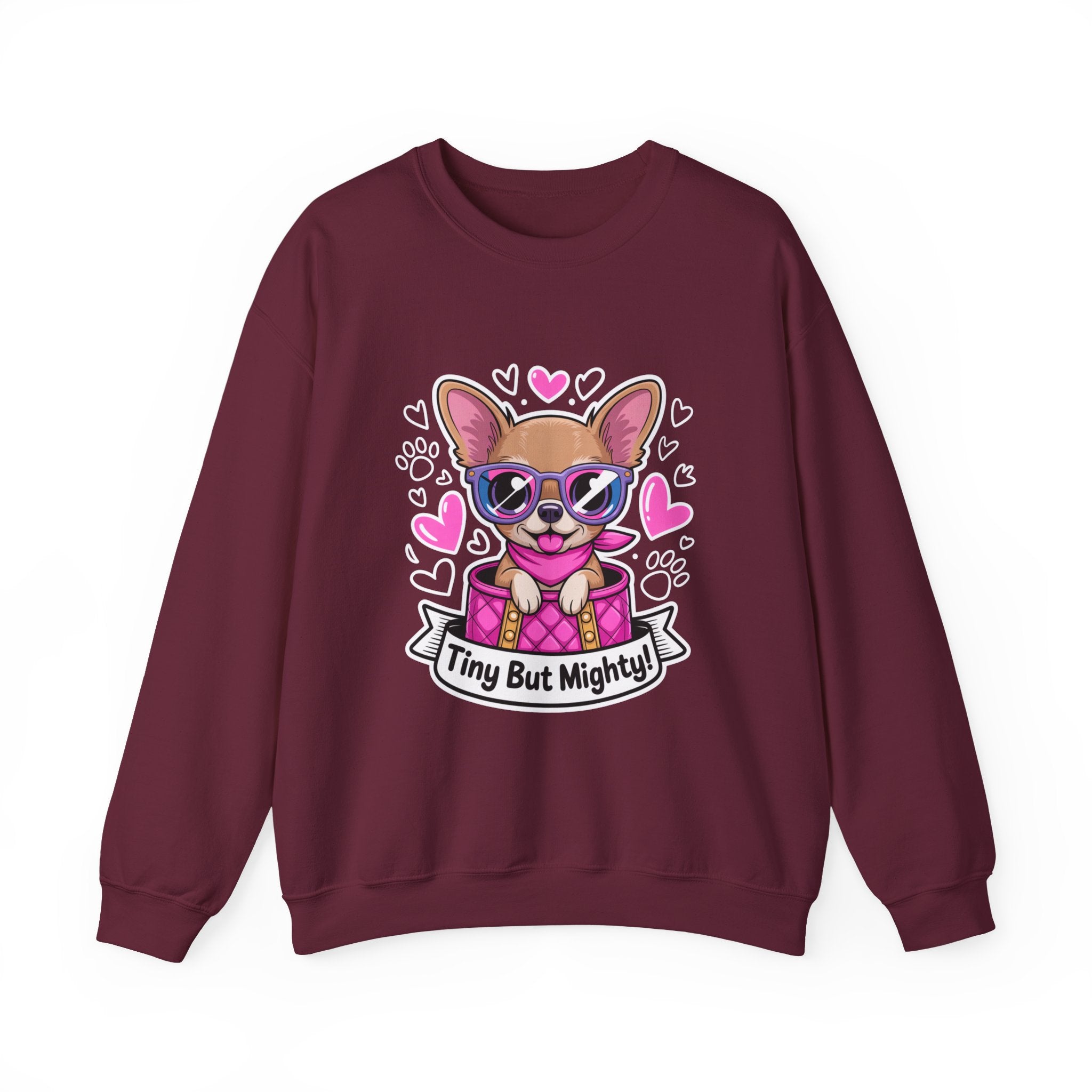 Tiny But Mighty Chihuahua Unisex Crewneck Sweatshirt – Small Pup, Big Heart
