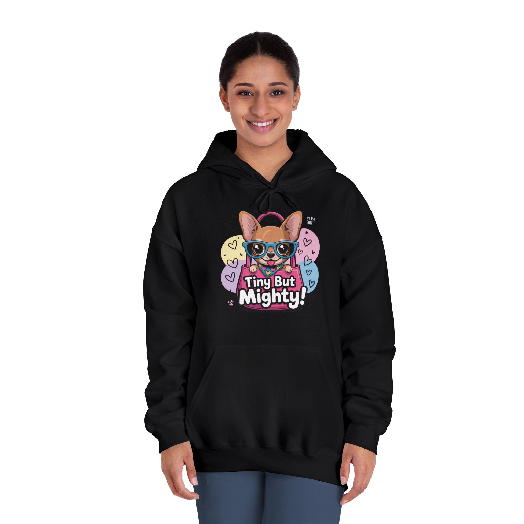 Tiny But Mighty Unisex DryBlend® Hooded Sweatshirt  Tiny But Mighty Hoodie - Unisex Sweatshirt, Fun Graphic Sweatshirt, Pet Lover Gift, Cute Casual Wear, Dog-Themed Apparel