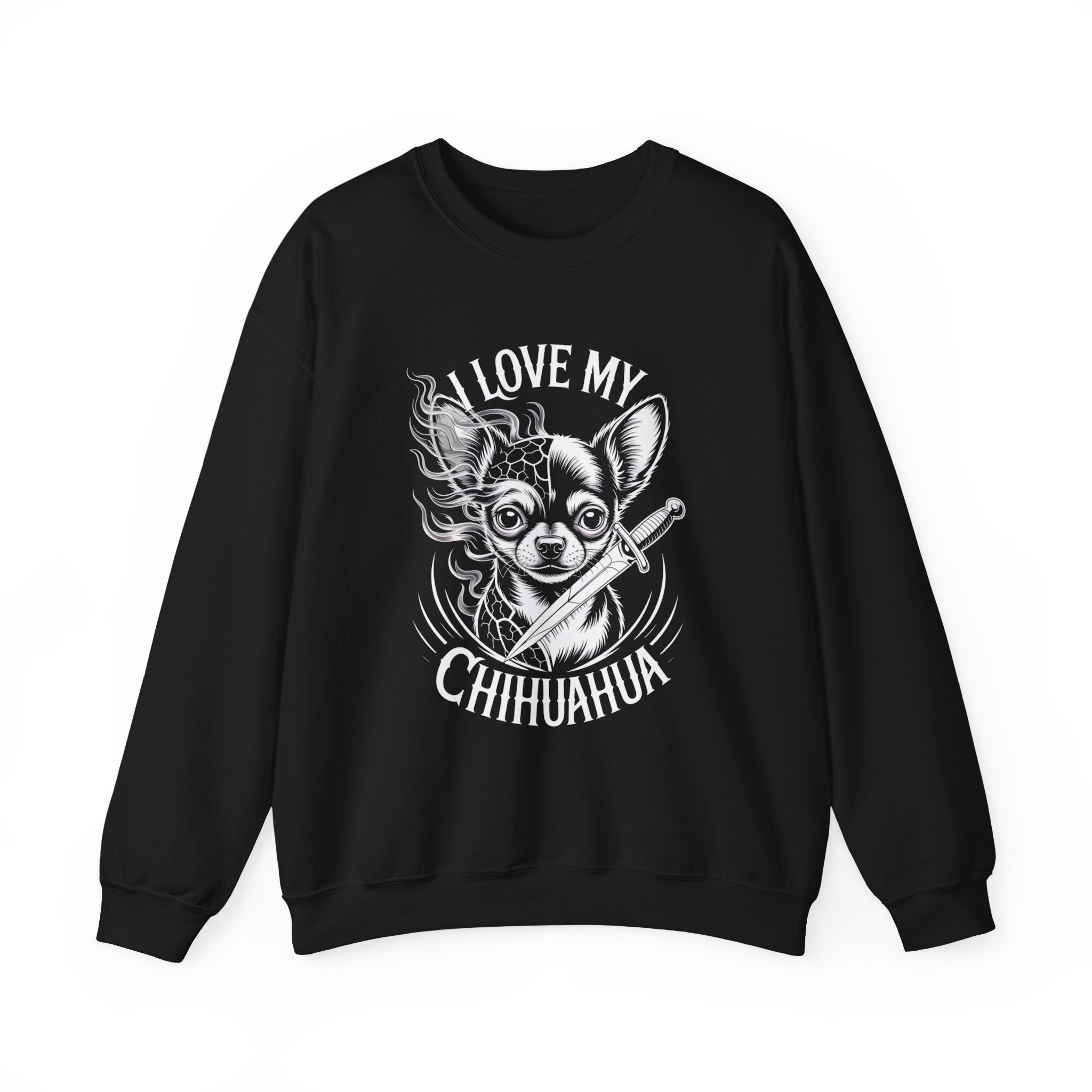 i love my chihuahua Unisex Heavy Blend™ Crewneck Sweatshirt I Love My Chihuahua Sweatshirt | Cozy Pet Lover Crewneck, Puppy Gift, Dog Owner Apparel, Cute Canine Sweatshirt, Animal Lover Wear