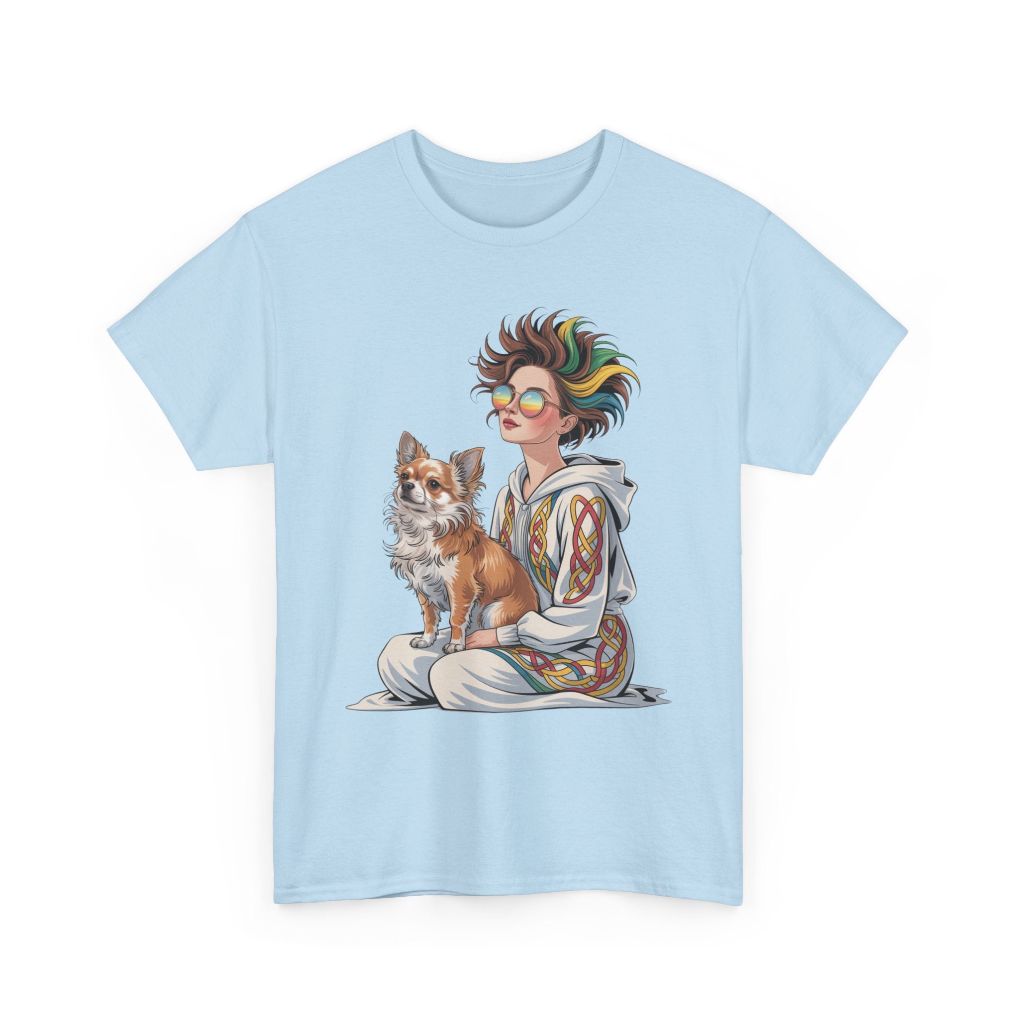 Nouveau-style digital illustration tee! This Unisex Heavy Cotton T-shirt  Whimsical Pet Lover Tee, Unisex Cotton Shirt, Cute Animal Apparel, Perfect Gift for Dog Owners, Cozy Everyday Wear