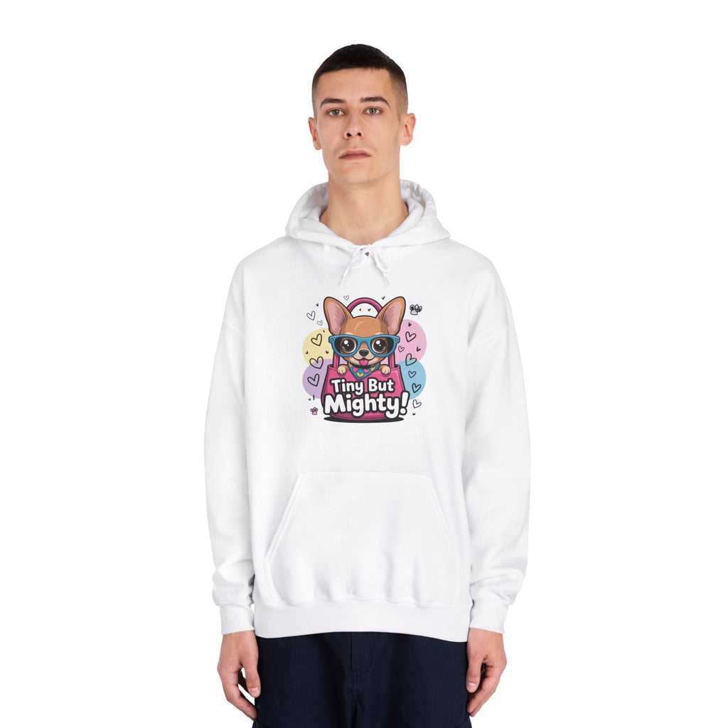 Tiny But Mighty Unisex DryBlend® Hooded Sweatshirt  Tiny But Mighty Hoodie - Unisex Sweatshirt, Fun Graphic Sweatshirt, Pet Lover Gift, Cute Casual Wear, Dog-Themed Apparel