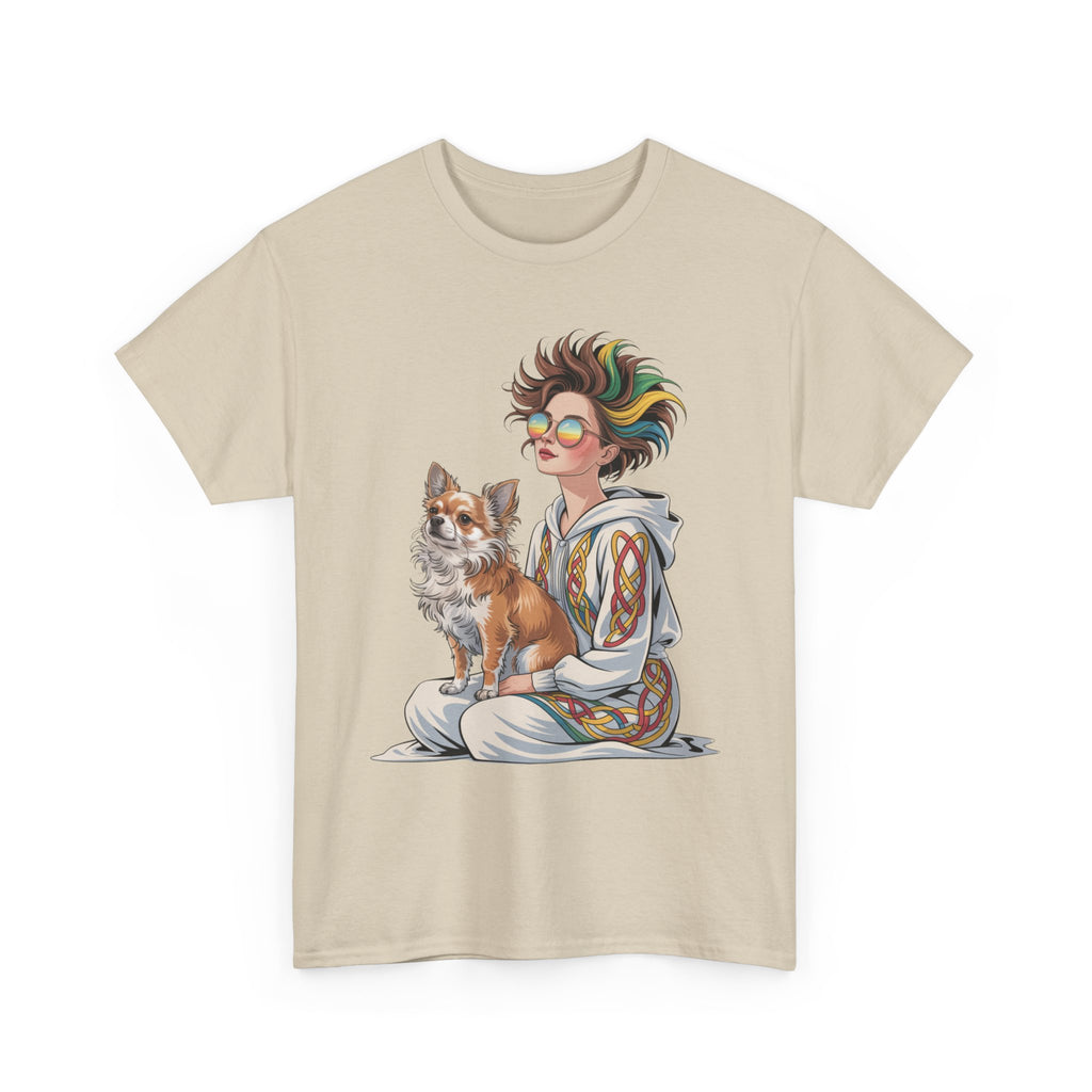 Nouveau-style digital illustration tee! This Unisex Heavy Cotton T-shirt  Whimsical Pet Lover Tee, Unisex Cotton Shirt, Cute Animal Apparel, Perfect Gift for Dog Owners, Cozy Everyday Wear