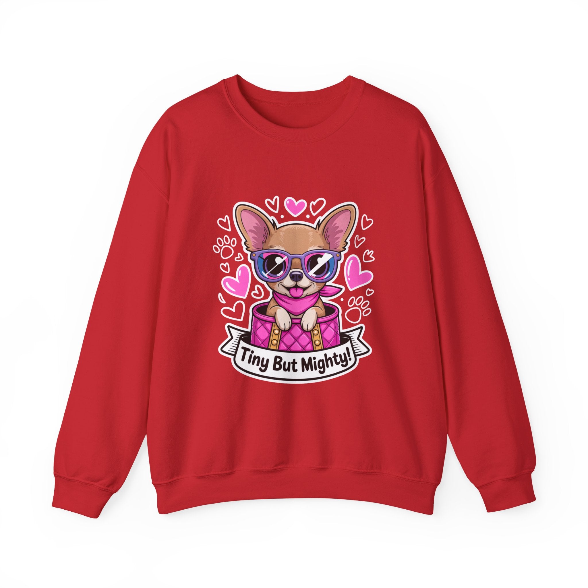 Tiny But Mighty Chihuahua Unisex Crewneck Sweatshirt – Small Pup, Big Heart
