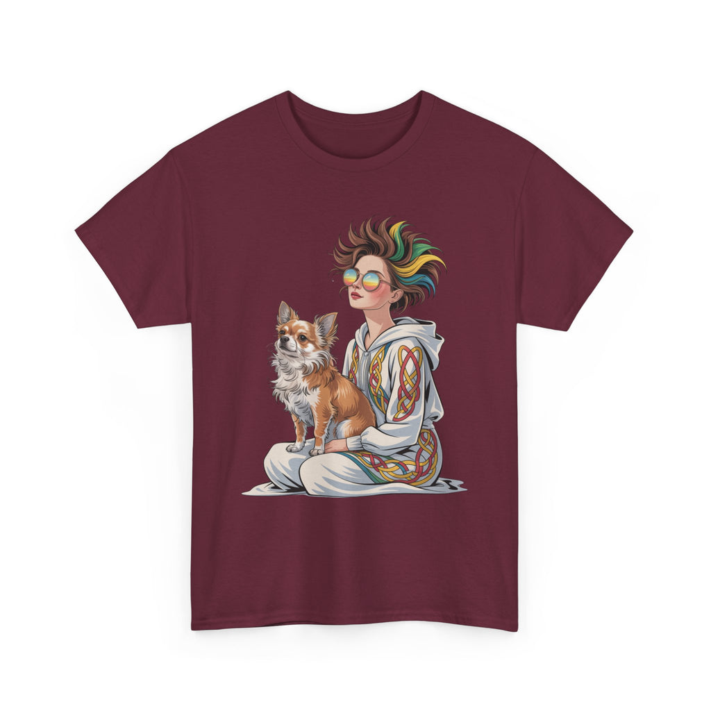 Nouveau-style digital illustration tee! This Unisex Heavy Cotton T-shirt  Whimsical Pet Lover Tee, Unisex Cotton Shirt, Cute Animal Apparel, Perfect Gift for Dog Owners, Cozy Everyday Wear