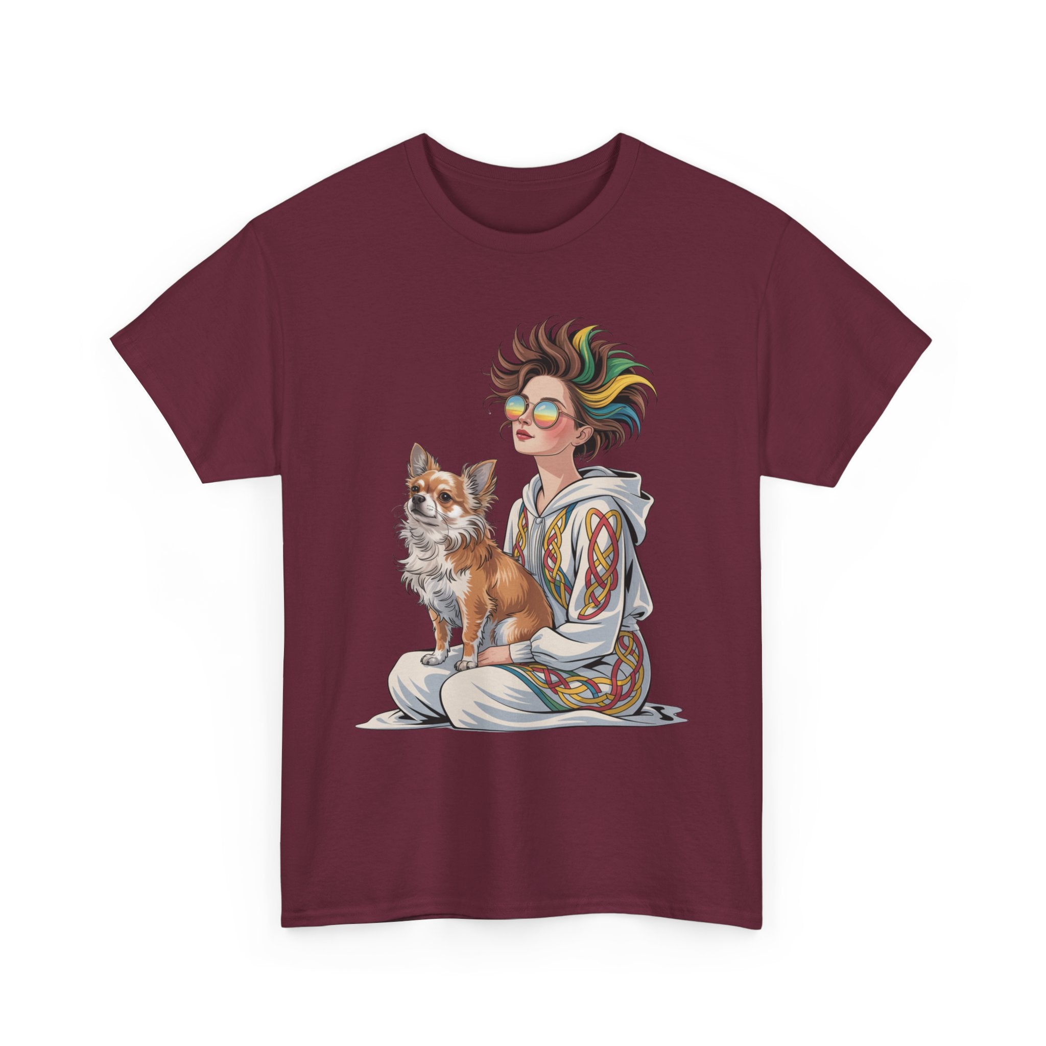 Nouveau-style digital illustration tee! This Unisex Heavy Cotton T-shirt  Whimsical Pet Lover Tee, Unisex Cotton Shirt, Cute Animal Apparel, Perfect Gift for Dog Owners, Cozy Everyday Wear