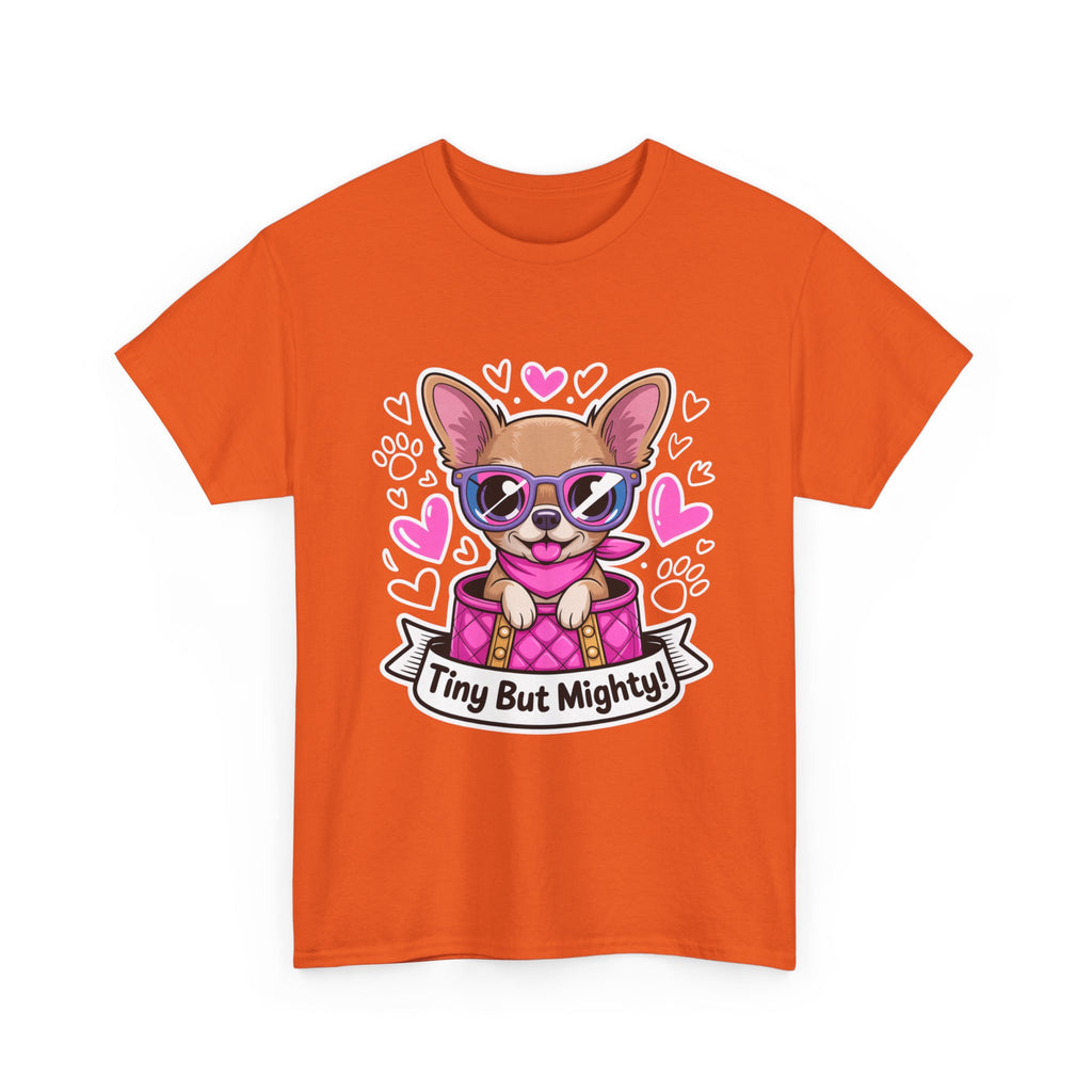 Tiny But Mighty Chihuahua Unisex Heavy Cotton Tee – Small Dog, Big Attitude!