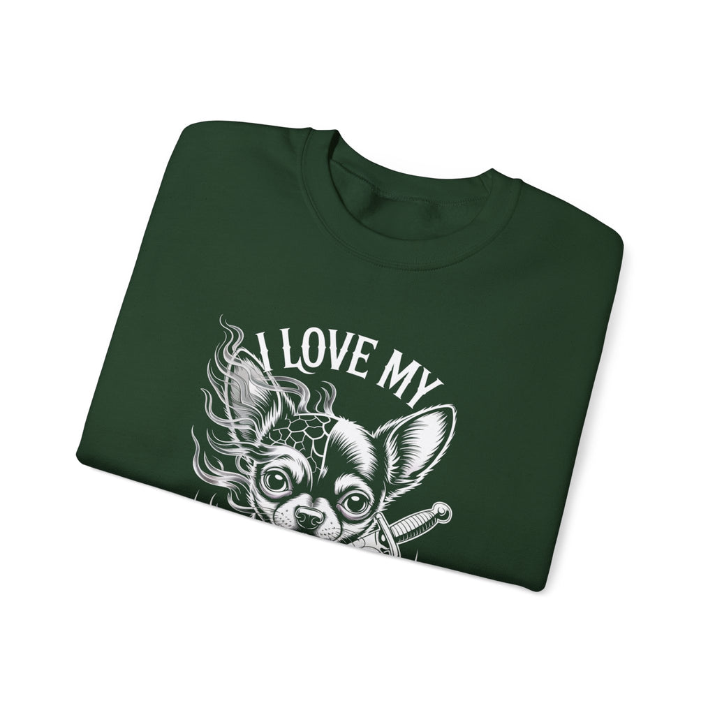 i love my chihuahua Unisex Heavy Blend™ Crewneck Sweatshirt I Love My Chihuahua Sweatshirt | Cozy Pet Lover Crewneck, Puppy Gift, Dog Owner Apparel, Cute Canine Sweatshirt, Animal Lover Wear