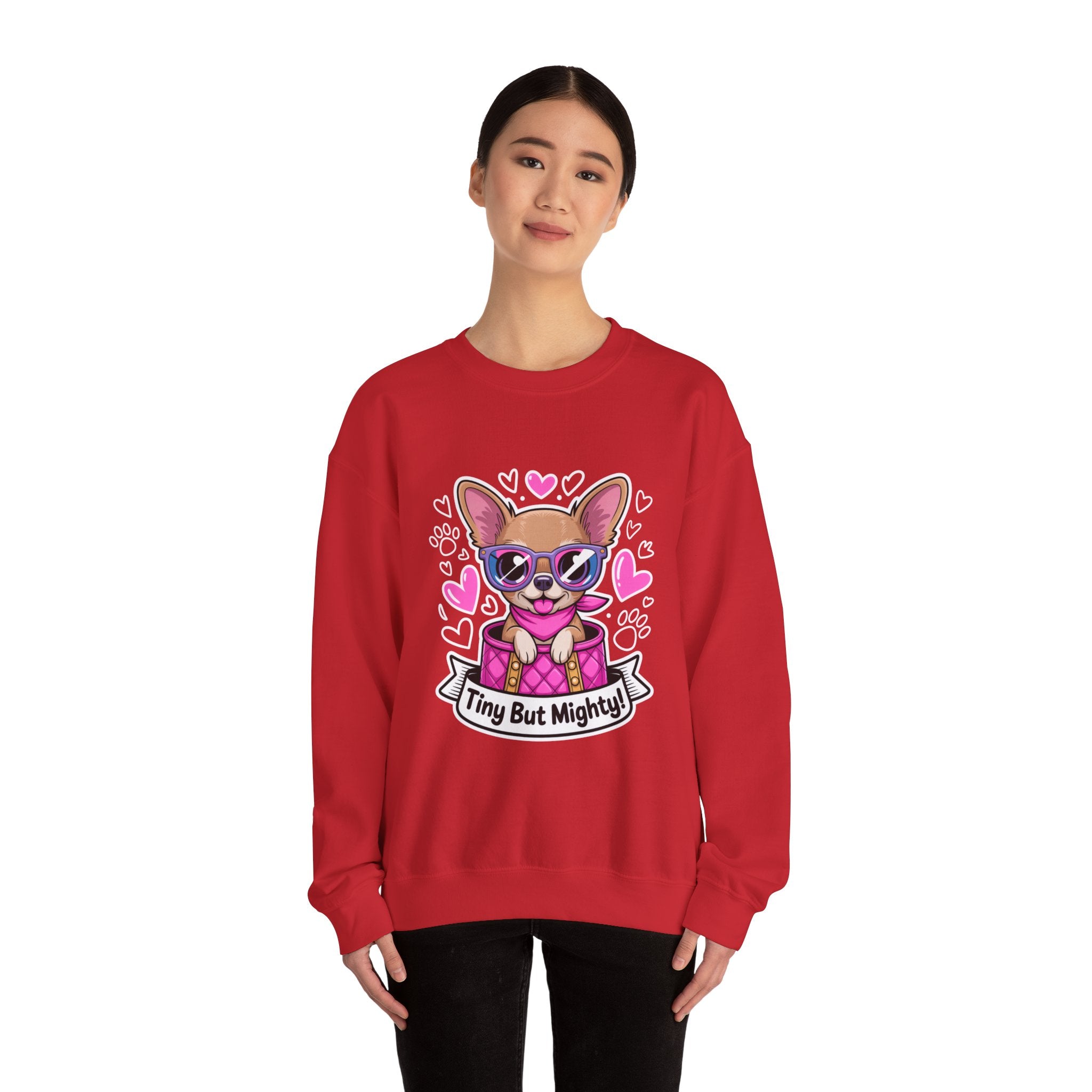 Tiny But Mighty Chihuahua Unisex Crewneck Sweatshirt – Small Pup, Big Heart