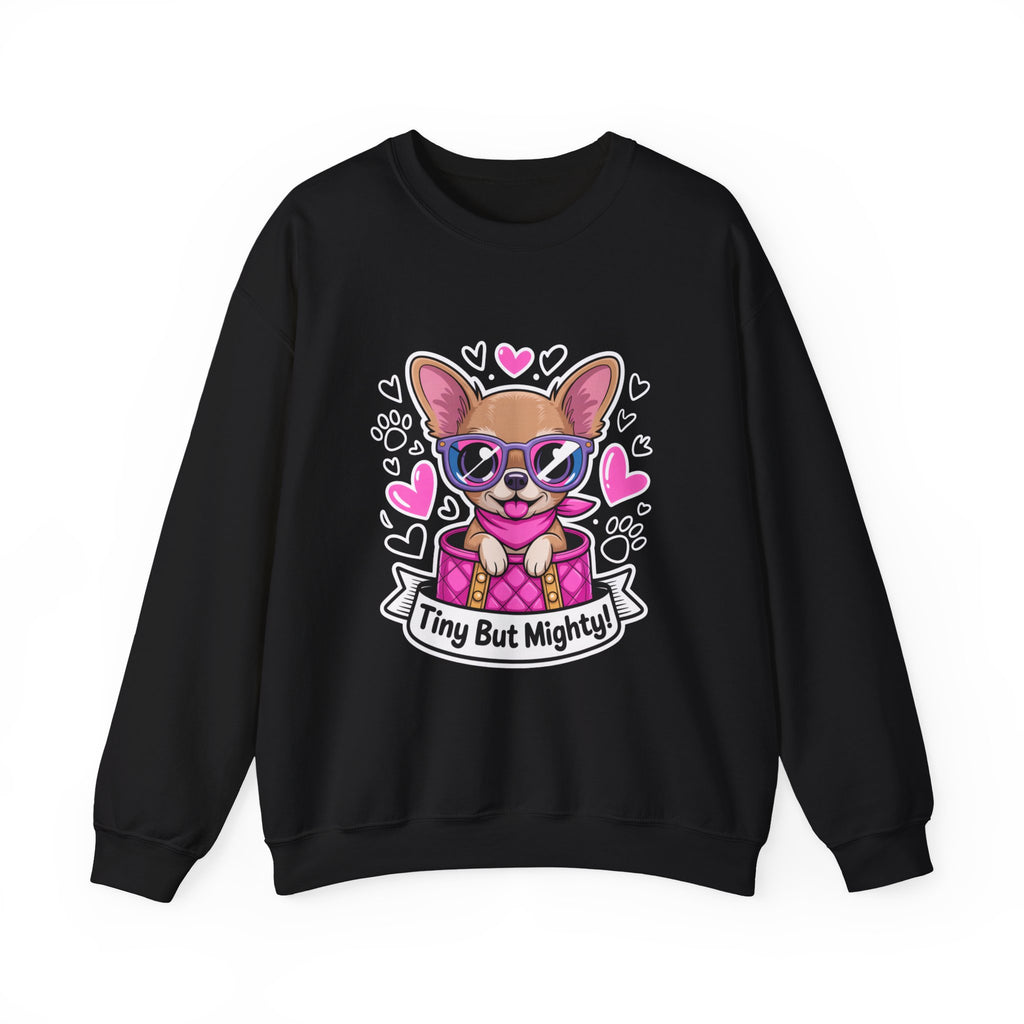 Tiny But Mighty Chihuahua Unisex Crewneck Sweatshirt – Small Pup, Big Heart